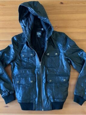 Topman Black Hooded Bomber Jacket